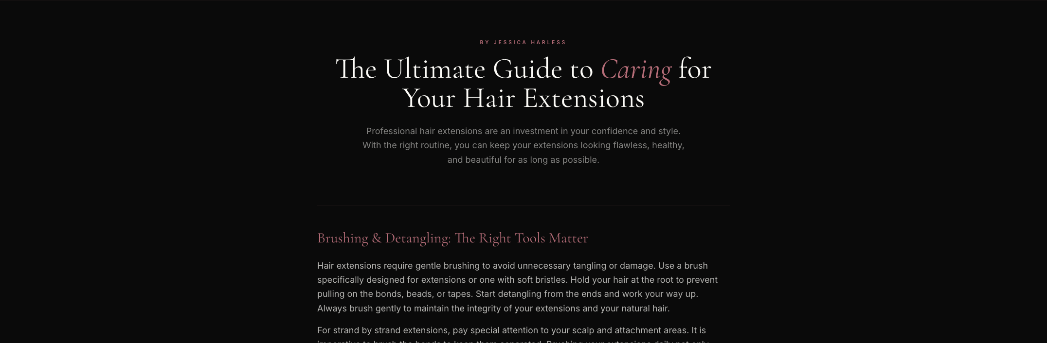 Extension care guide in the brand voice